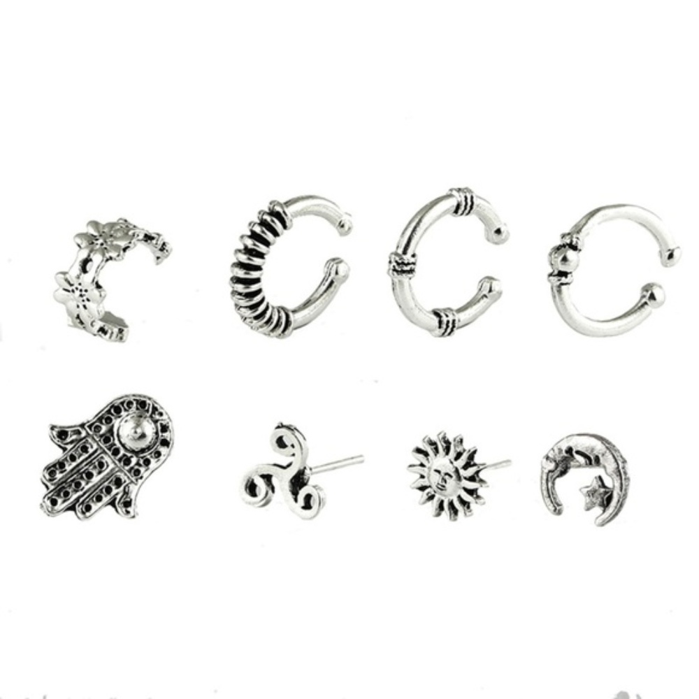 50% OFF Bundles Hamsa Moon Sun Earrings Cuff Set 8 - Picture 3 of 4